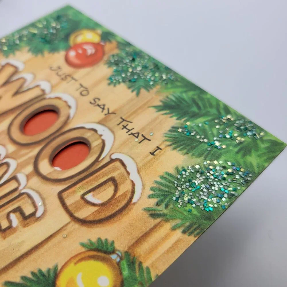 Vintage Holiday Humor Christmas Card With Glitter Accents Retro Signed USA